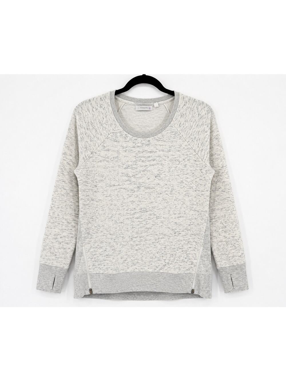 Athleta Women Zip Bottom Front Pullover Sweatshirt Gray XL Athleisure Workout